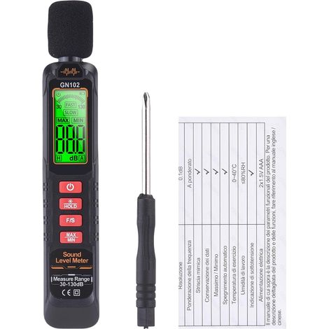 Digitales Schallpegelmessgerät, hohe Empfindlichkeit, LCD-Anzeige, Dezibelbereich von 30 bis 130 dB für den Innen- und Außenbereich (1/5)