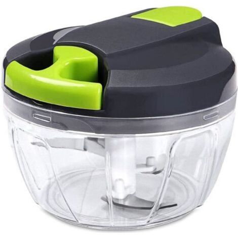 Mini Hachoir Manuel 500ml, Hachoir Oignon & Mixeur Manuel avc Acier Inoxydable 3 Lames, Coupe Oignon Manuel, Hachoir de Cuisine pour d'ail, Viande, Fruit, Carotte (1/5)