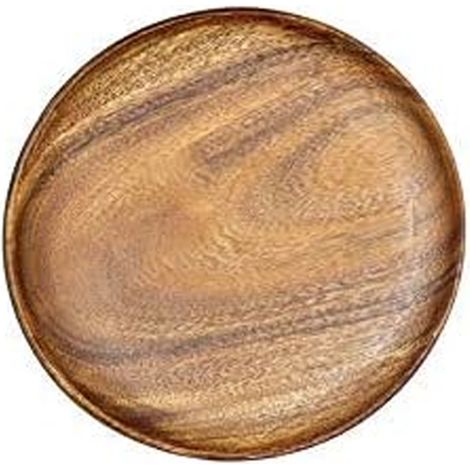 Assiettes plates en bois d'acacia, petites assiettes rondes de 10 cm, faciles à nettoyer et légères pour les plats, les en-cas et les desserts. Assiettes classiques incassables. (1/5)