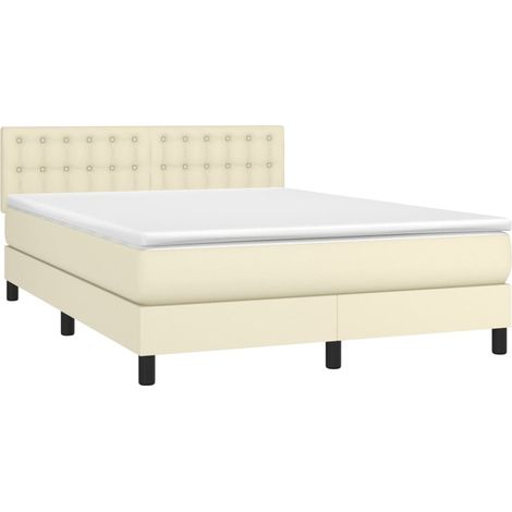 vidaXL Giroletto a Molle con Materasso e LED Crema 140x190 cm