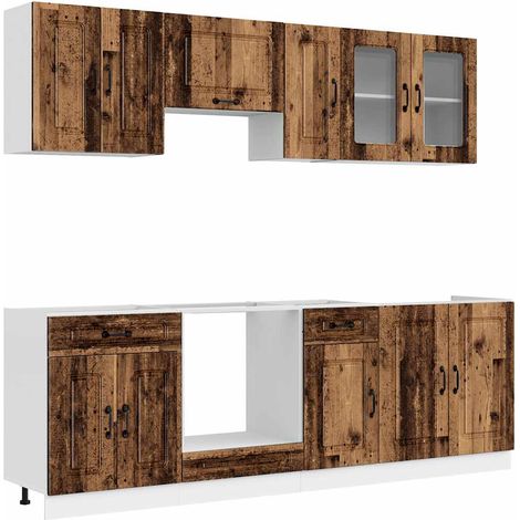 Maison Exclusive - 8dílná sada kuchyňských skříněk "Kalmar" staré dřeva kompozit (1/5)