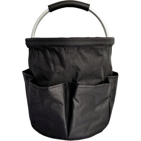 Sac de rangement pour outils de jardinage, panier pliable multifonctionnel avec 6 poches et poignées, sac à outils pliable de 17 litres pour camping, jardin et plage