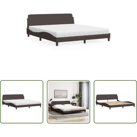 Matratze - Bett mit Matratze "Dover" Dunkelbraun 180x200 cm Stoff (1/5)