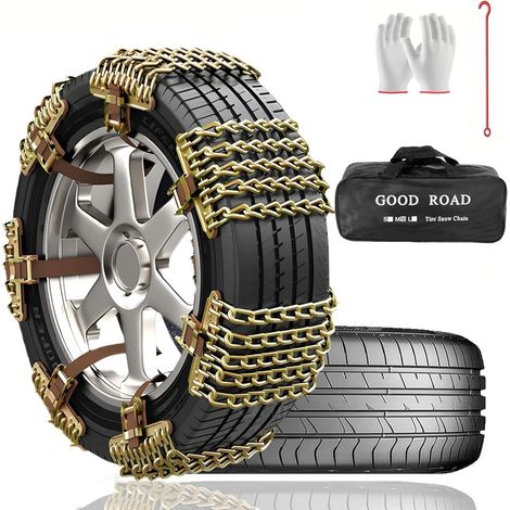 8 Stück Universal Auto-Schneeketten, Anti-Rutsch-Autoketten, Schneekettentyp für Auto, SUV, LKW - Für 195 205 215 225 235 245 50/55/60/65 R15 R16 R17 R18 (1/5)