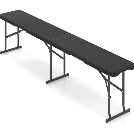 COSTWAY Banc Pliable à 3 Places en HDPE, Charge 300 kg (Noir) (1/5)