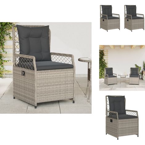 Chaises inclinables de jardin lot de2 gris clair résine tressée - Chaise De Jardin Inclinable - Fauteuil De Jardin - Mobilier De Jardin - Chaise Patio - Résine Tressée (1/5)