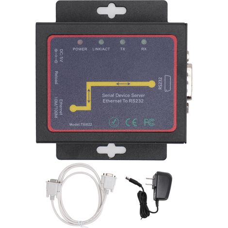 Adaptateur Série RJ45 vers RS232 Bidirectionnel TCP/IP pour Windows, Industriel, Prise US 100‑240V (1/5)