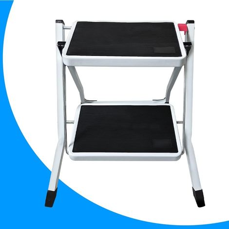 Tabouret pliant à petite échelle avec une large bande passante et des pédales antidérapantes, marchepied portable à deux étages, adapté aux maisons, cuisines et bureaux, avec une capacité de charge ma