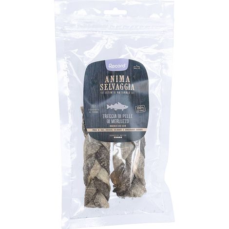 Anima selvaggia snack treccia di pelle merluzzo 50g per cani (1/2)