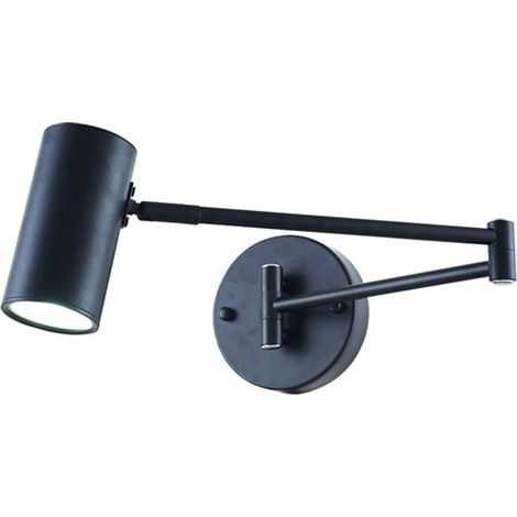GROOFOO Applique Murale Réglable Pliante - Lampe Murale à Bras Articulé en Fer Forgé, Lampe de Chevet avec Lumière Tricolore pour Maison, Lecture, Couloir, Salon et Chambre - Noir