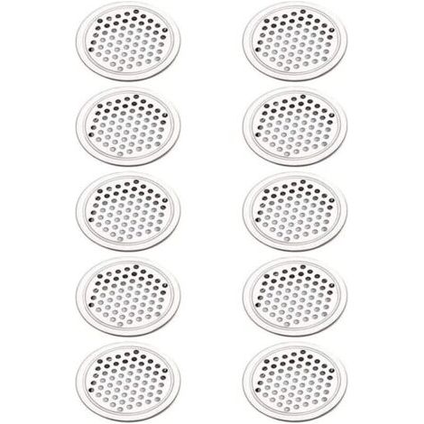 BUNTHAUS Lot de 10 grilles d'aération rondes en acier inoxydable pour salle de bain, cuisine, armoires, armoires à chaussures, 53 mm