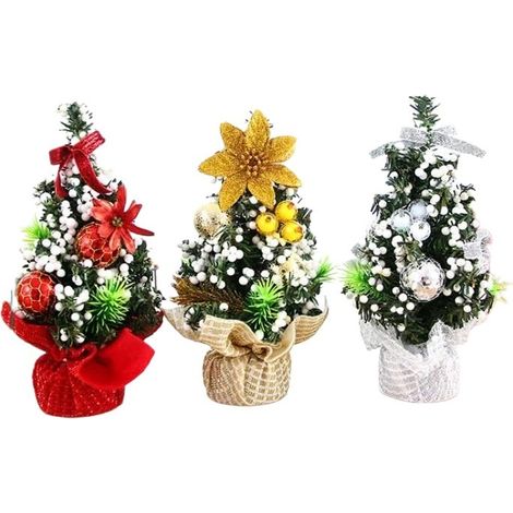 Mini sapin de Noël 20 cm, lot de 3, décoration de bureau, cadeau pour enfants (1/3)