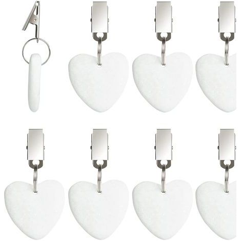 8Pcs Poids de Nappe avec Clips,Pince à Nappe en Marbre Poids pour Nappe avec Pinces Poids pour Nappes Décoratifs Kit de Poids de Nappe pour Pique-Nique Fête Cuisine Restaurant (Blanc) (1/5)
