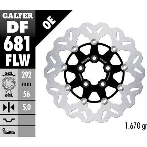 DISCO DE FRENO DELANTERO GALFER HARLEY-DAVIDSON (292X56X5) FLOTANTE (VER DESCRIPCIÓN)