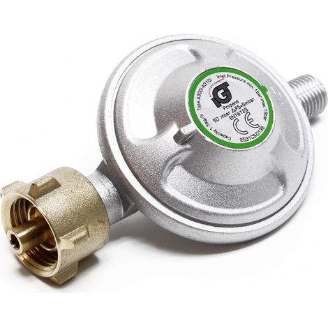 Wiltec – Détendeur gaz 50 mbar – Pression constante pour bouteilles Ø 1/14" LH – Raccord standard G 1/14" – Performance 1,5 kg/h