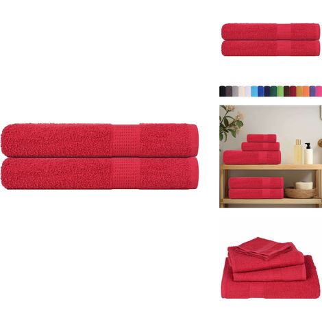 Serviettes 2 pcs rouge 100x200 cm 360 g/m² 100% coton - Serviette - Serviettes - Serviette De Plage - Serviette De Bain (1/5)