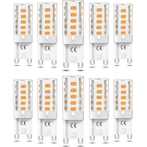 Dix ampoules LED G9, dimmables 3W blanc chaud 3000K, sont équivalentes à une ampoule halogène de 50W (AC110/220V) [Classe d'efficacité énergétique F]. (1/4)