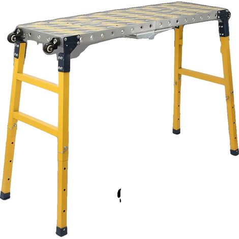 Plateforme de travail pliable, capacité de charge de 500 kg, hauteur réglable de 60 à 90 cm, surface antidérapante, roulettes pivotantes à 4 voies, caractéristiques de sécurité renforcées (1/5)