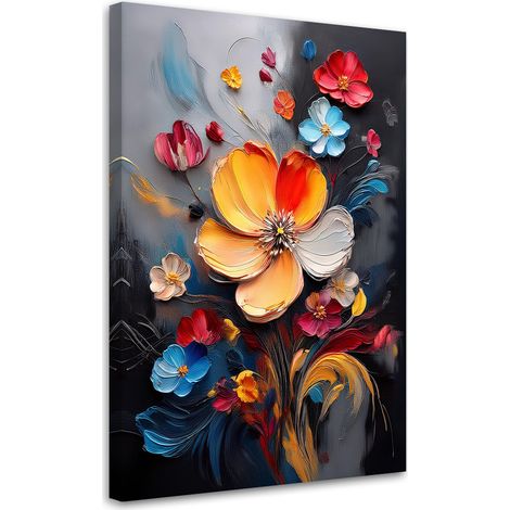 Tableau déco Fleurs peintes colorées 40x60 (1/5)