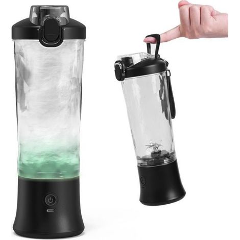 Mixeur portable pour shakes et smoothies,mini mixeur personnel 500ml,rechargeable par USB pour les voyages,le bureau etc(noir) (1/4)