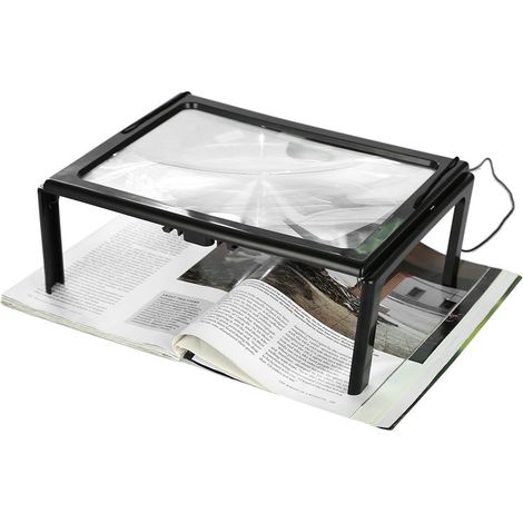 Loupe LED journal pliable ultra mince A4 pleine page loupe loupe lecture loupe loupe avec 3x 4 ampoules LED pour la lecture pour le tricot (1/5)
