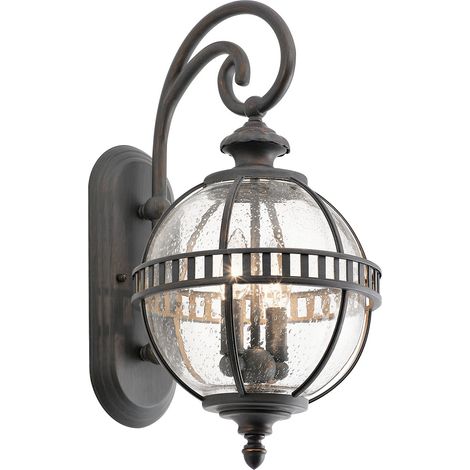 Elstead Halleron - Lanterna da Parete Globo da Esterno 2 Luci Grigio Chiaro IP44, E14 (1/4)