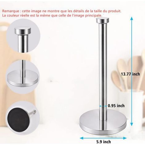 Porte-Rouleaux - Acier Inoxydable - Noir - Dérouleur de Cuisine - Distributeur Élégant (1/4)