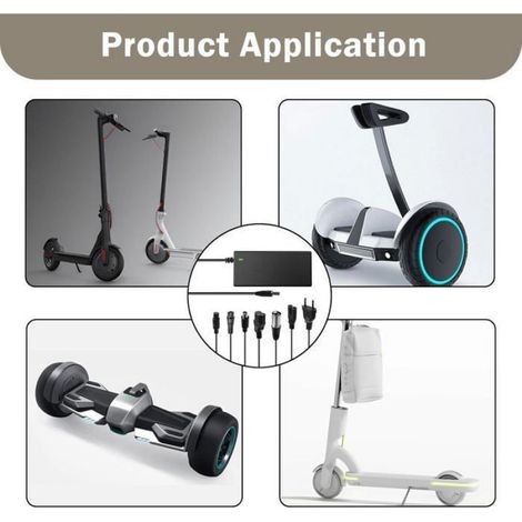 Chargeur Trottinette Electrique - 42 V - 2 A - Compatible Scooters Et Hoverboards 36 V - 6 Embouts Interchangeables - 1 Pièce (1/5)