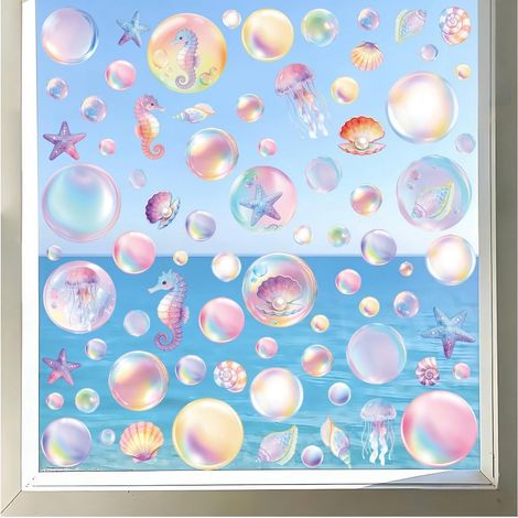 Stickers pour vitres - Film décoratif romantique réutilisable , d'été fenêtres en verre Idéal les fê (1/5)