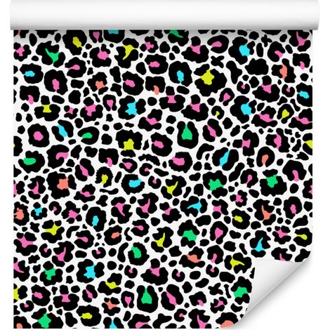 Tapete mit buntem Leopardenmuster in Grau und Graphit, 50 x 1000 cm (1/5)