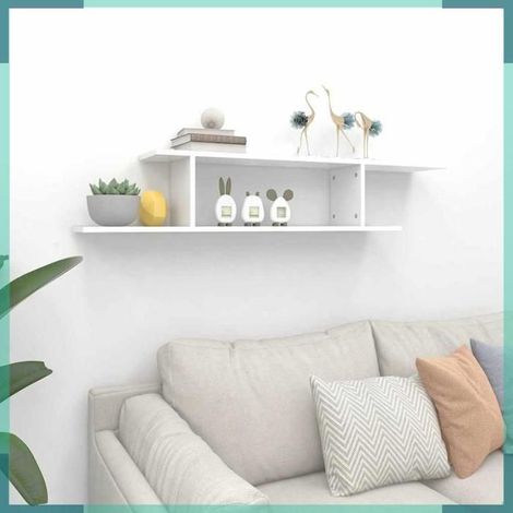 806989 étagère TV murale Blanc 125x18x23 cm Bois d’ingénierie (1/5)