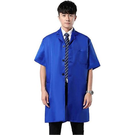 Blouse de travail Fianao pour entrepôt et laboratoire, imperméable et résistante à la poussière, manches longues/courtes, boutons et poches. (1/5)