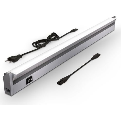 LED Leiste mit Ein-Ausschalter, neutralweiße Lichtfarbe, schwenkbar, Unterbauleuchte Küche, LED Lichtleiste Küche, Schrankbeleuchtung, 54,7x6,1x2,4cm