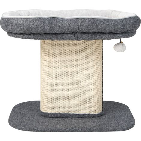 Katzenbaum mit Plüschsitz und Sisal-Kratzbrett, Grau