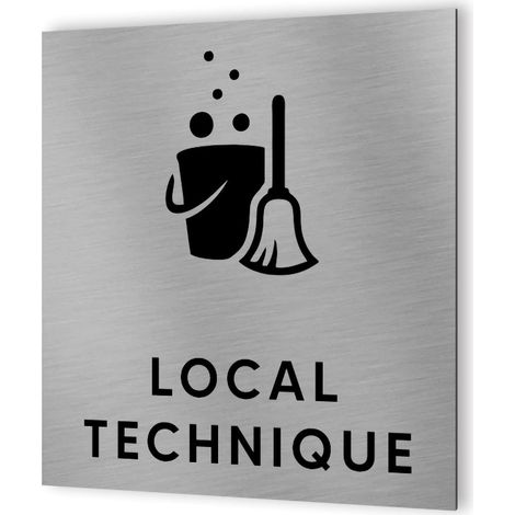 Pictogramme format 20 cm x 20 cm en Dibond Aluminium brossé - Modèle Local technique (1/5)