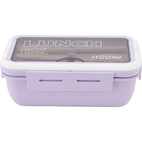 Bento-Box für Erwachsene, 1100 ml, 2 Fächer mit Deckel – für Büro und Schule, hübsches lila Design (1/5)