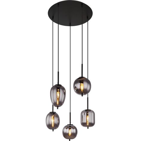 Globo - lampada a sospensione - Blacky - nero - vetro vetro fumé (1/4)