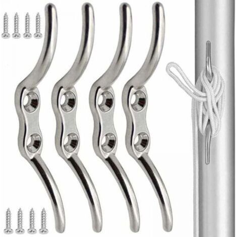4 Stück Klampe Haken aus Edelstahl 100mm Mast Seilklemme Haken für die Befestigung von Seilen an Fahnenmasten, Booten, Markisen, Fensterläden und Planen