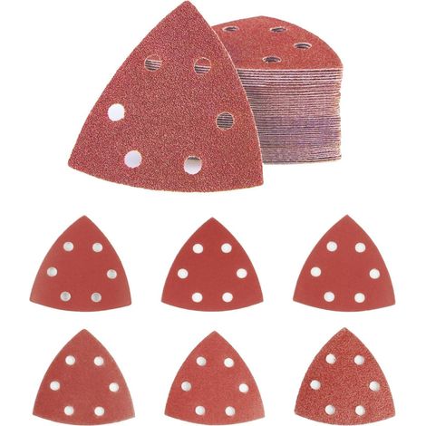 60 Papier Abrasif, Triangle 93mm, Grain 60-400, Auto-Agrippant, Pour Ponceuse Delta Bosch (1/5)