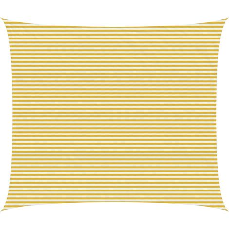 Sunshade Sail Yellow and White 6 x 8 m HDPE vidaXL