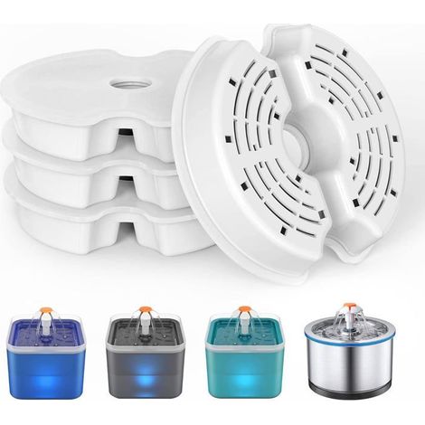 Ecleanfy - Lot de 4 Filtres pour Fontaine à Eau 2L - Filtration 3 Étapes pour Chat/Chien - Compatible avec la Plupart des Modèles