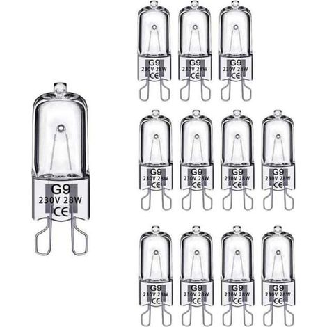 Ampoule halogène G9 28 W, intensité variable, 230 V, pour four, micro-ondes, lampe de table, lot de 12. (1/5)