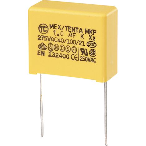 TRU COMPONENTS MKP-X2 1 St. MKP-X2-Funkentstör-Kondensator radial bedrahtet 1 µF 275 V/AC 10 % 22.5