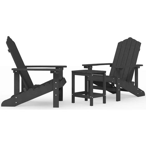 Maison Exclusive - Adirondack-Gartenstühle mit Tisch HDPE Anthraz (1/5)