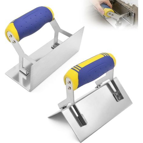 Lot de 2 truelles d'angle inoxydables : truelle d'angle intérieur et extérieur en acier inoxydable, truelle d'angle pour travaux de plâtre, spatule d'angle avec poignée souple, stuceuse et spatule (1/5)