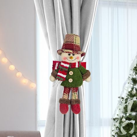 Pinces à rideaux décoratives de Noël représentant un vieil homme, un bonhomme de neige et un renne décorations pour la maison, les vitrines et les hôtels.