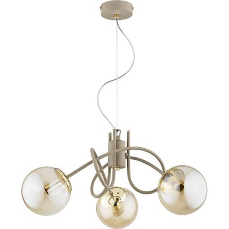 Suspension moderne beige or, bras entremêlés, 3xE14 (1/2)