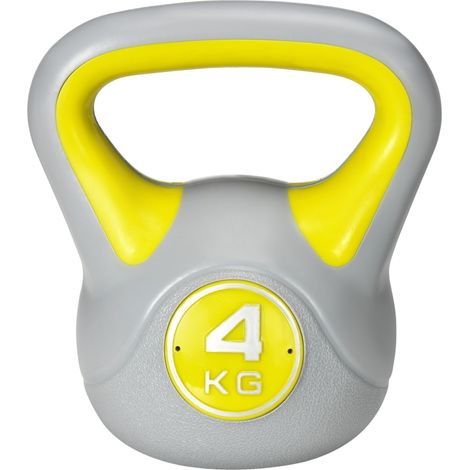 Kettlebell, 4kg Kettle Bells with Handle for Home Gym Weight Lifting Strength Training, Yellow Grey (1/5)