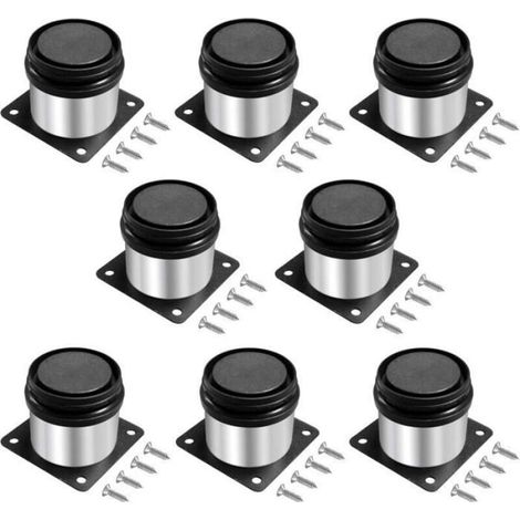 Ensemble de 8 pieds de meubles réglables en acier inoxydable (5 cm), hauteur réglable de 0 à 15 mm, convient aux meubles (1/5)