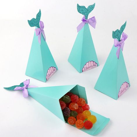 Boîtes de fête sirène Boîtes à bonbons sirène Sacs cadeaux pour mariage à thème sirène (1/3)